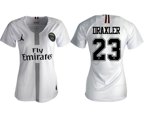 Women's Jordan Paris Saint-Germain #23 Draxler Away Soccer Club Jersey